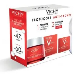 VICHY Liftactiv - Coffret Protocole Rides, Fermeté & Eclat Collagen Specialist Crème Jour 50ml + mini Crème Nuit 15ml Offerte